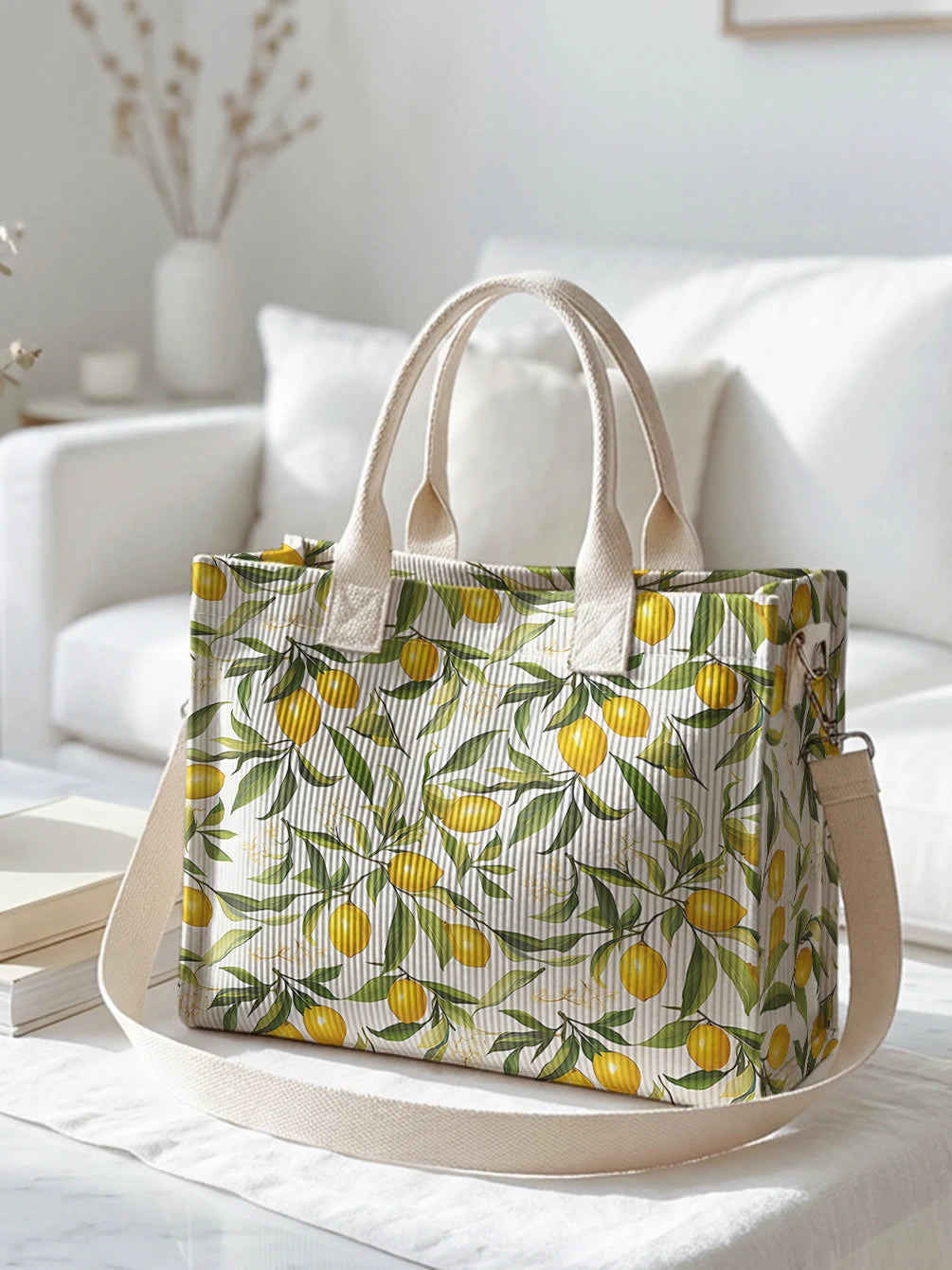 Citron | Sac cabas en velours côtelé