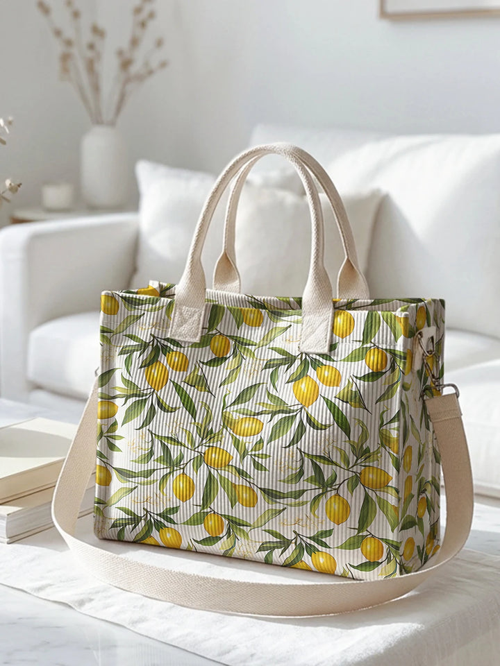 Citron | Sac cabas en velours côtelé