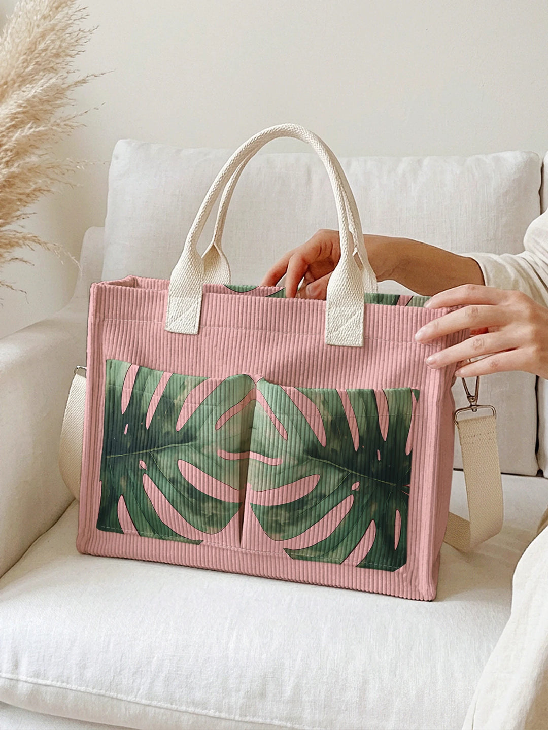 Monstera | Sac cabas en velours côtelé