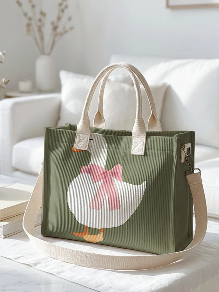 Coin-Coin le Canard | Sac cabas en velours côtelé