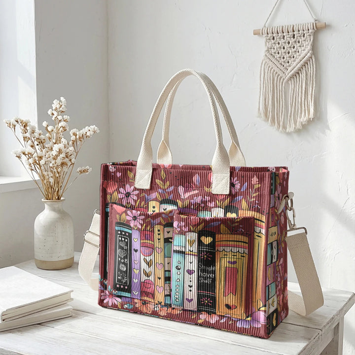 Livres & Fleurs | Sac cabas en velours côtelé