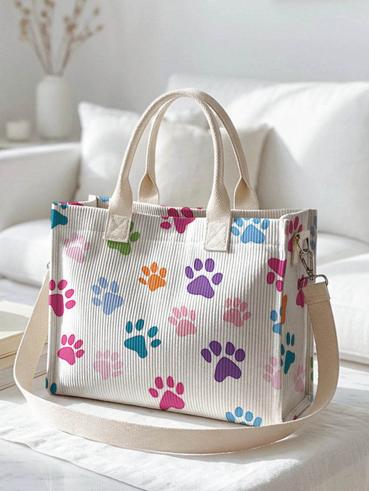 Sac cabas en velours côtelé Pattes Colorées, présentation du modèle