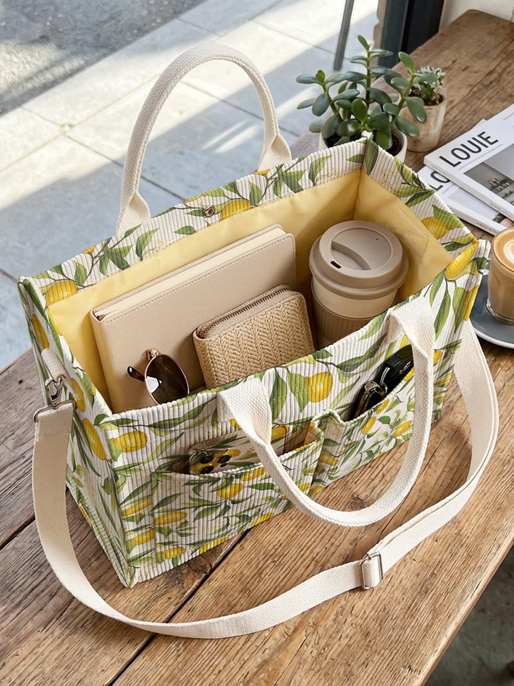 Citron | Sac cabas en velours côtelé