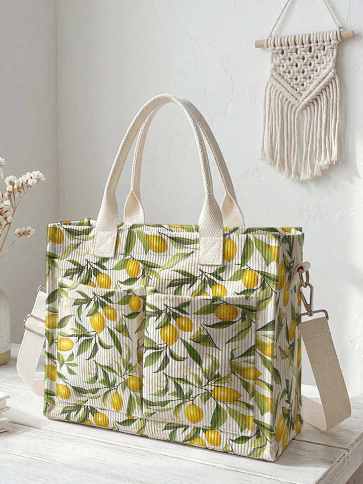 Citron | Sac cabas en velours côtelé