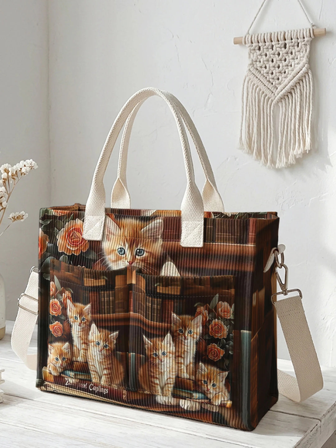 Caramel le Chat | Sac cabas en velours côtelé