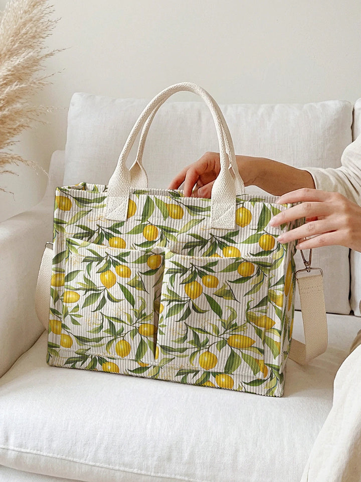 Citron | Sac cabas en velours côtelé
