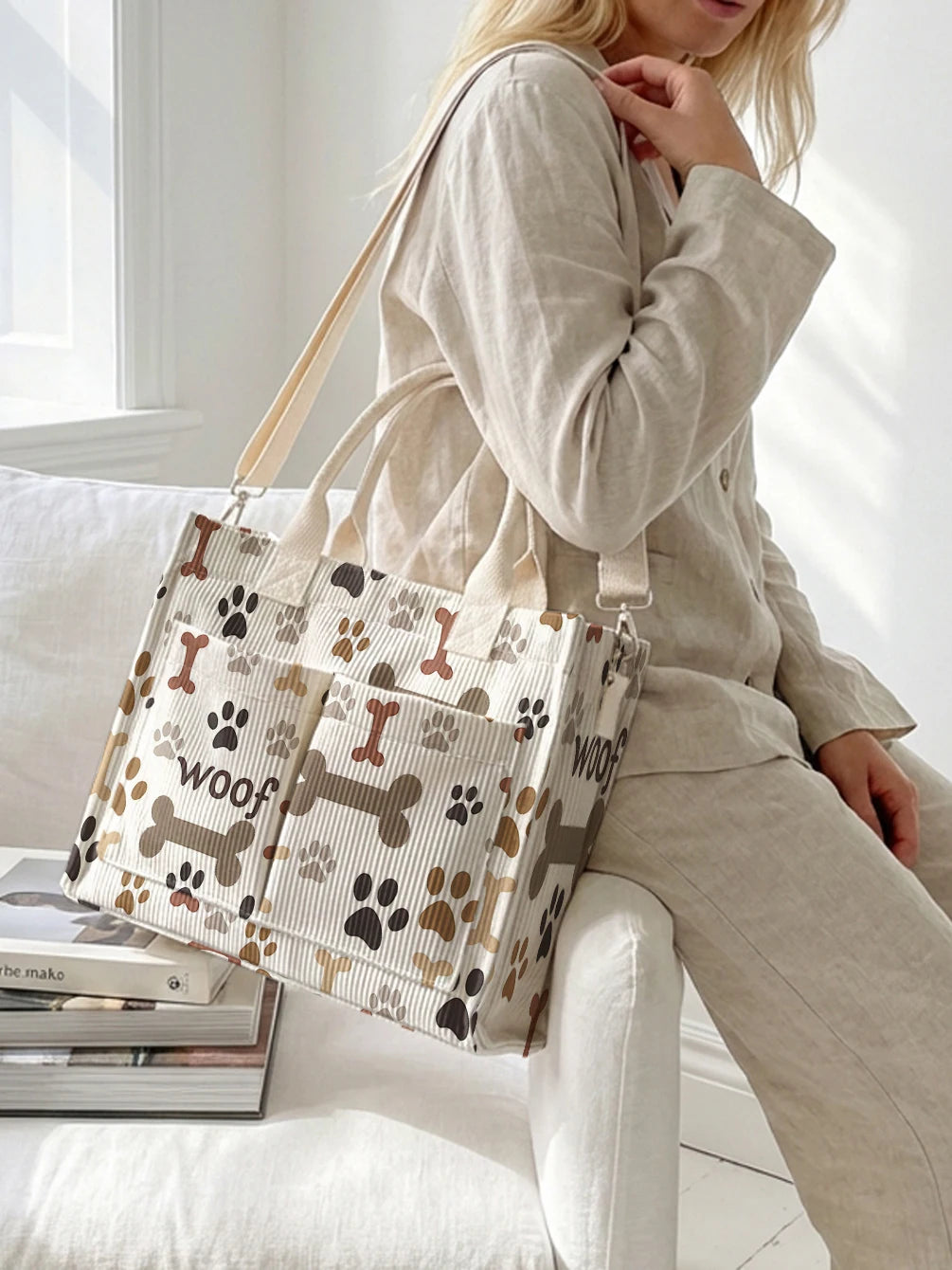 Pattes & Os | Sac cabas en velours côtelé