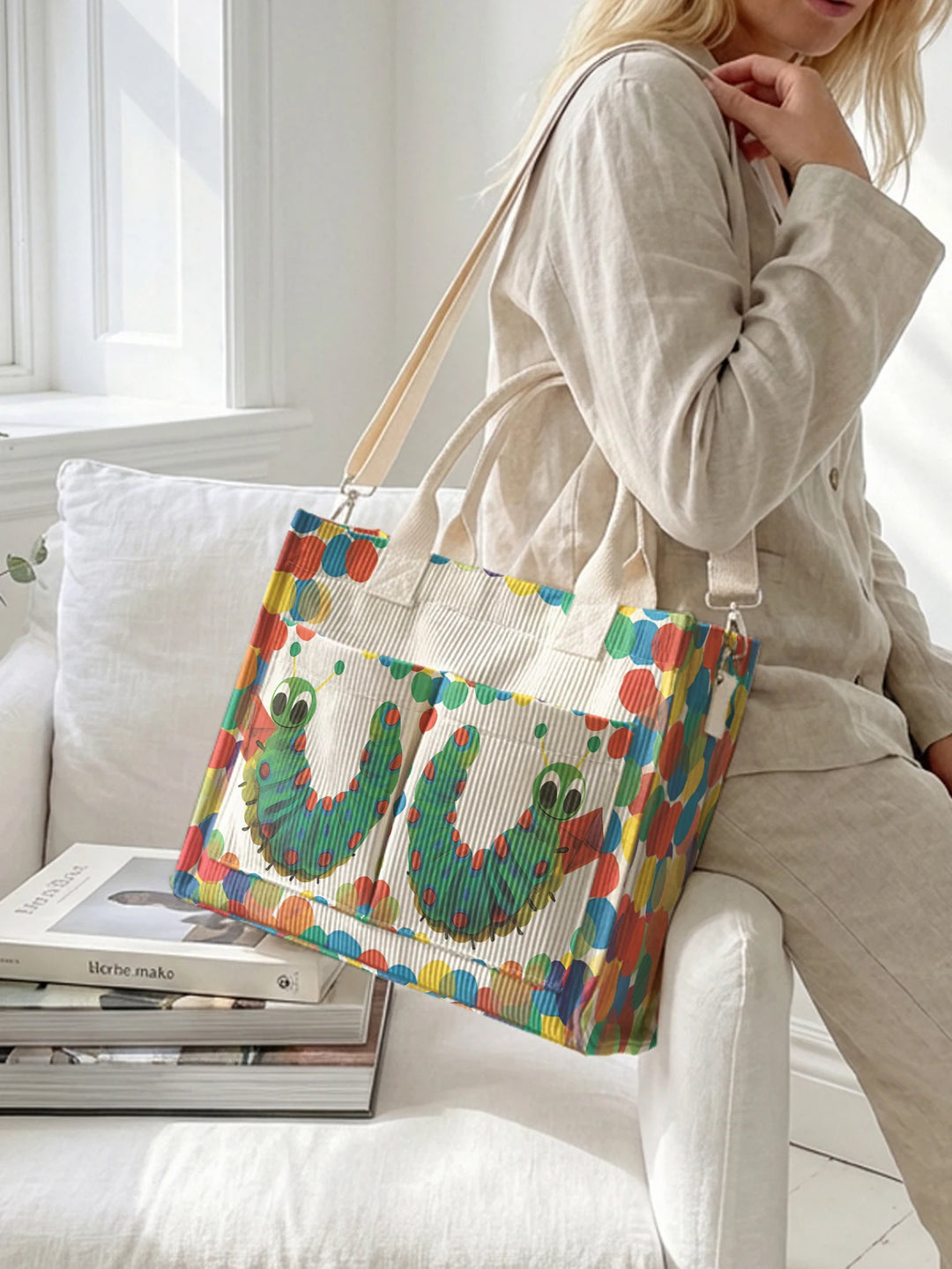 Chenille Gourmande | Sac cabas en velours côtelé