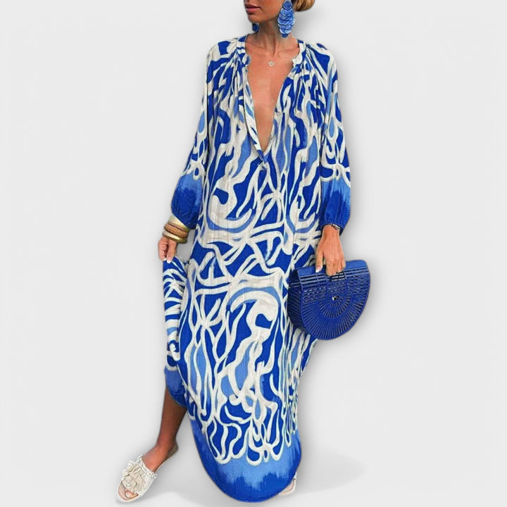 VANESSE | ROBE MAXI À MANCHES LONGUES EN V POUR FEMMES