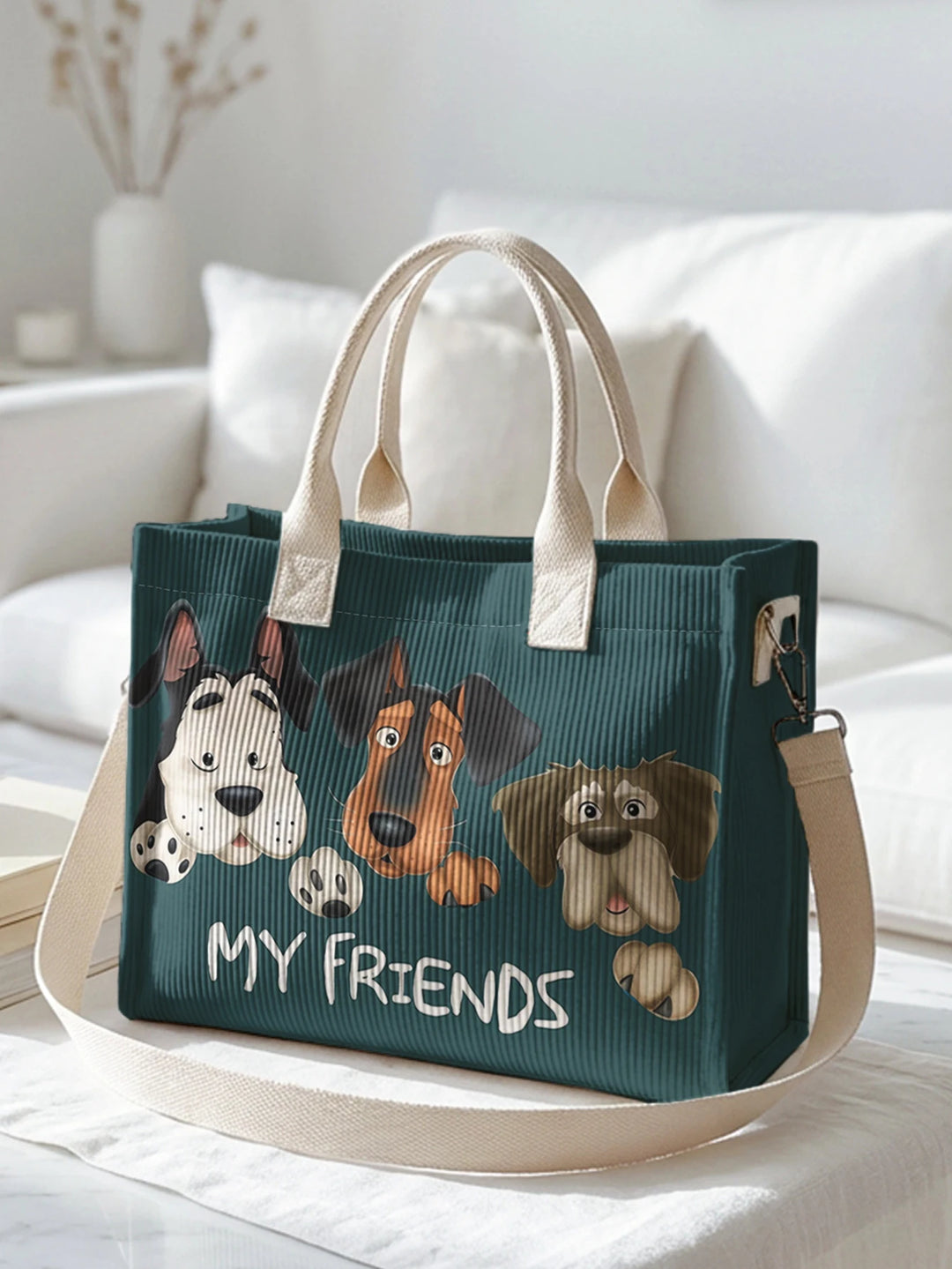 Toutou Bleu | Sac cabas en velours côtelé
