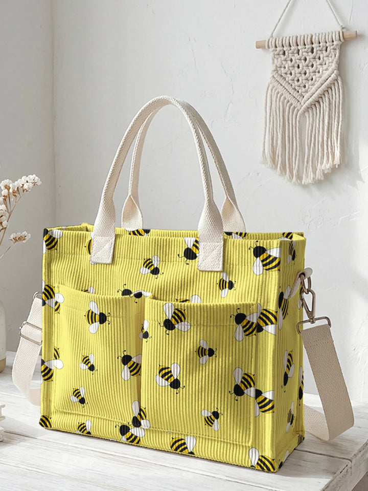 Maya l’Abeille | Sac cabas en velours côtelé