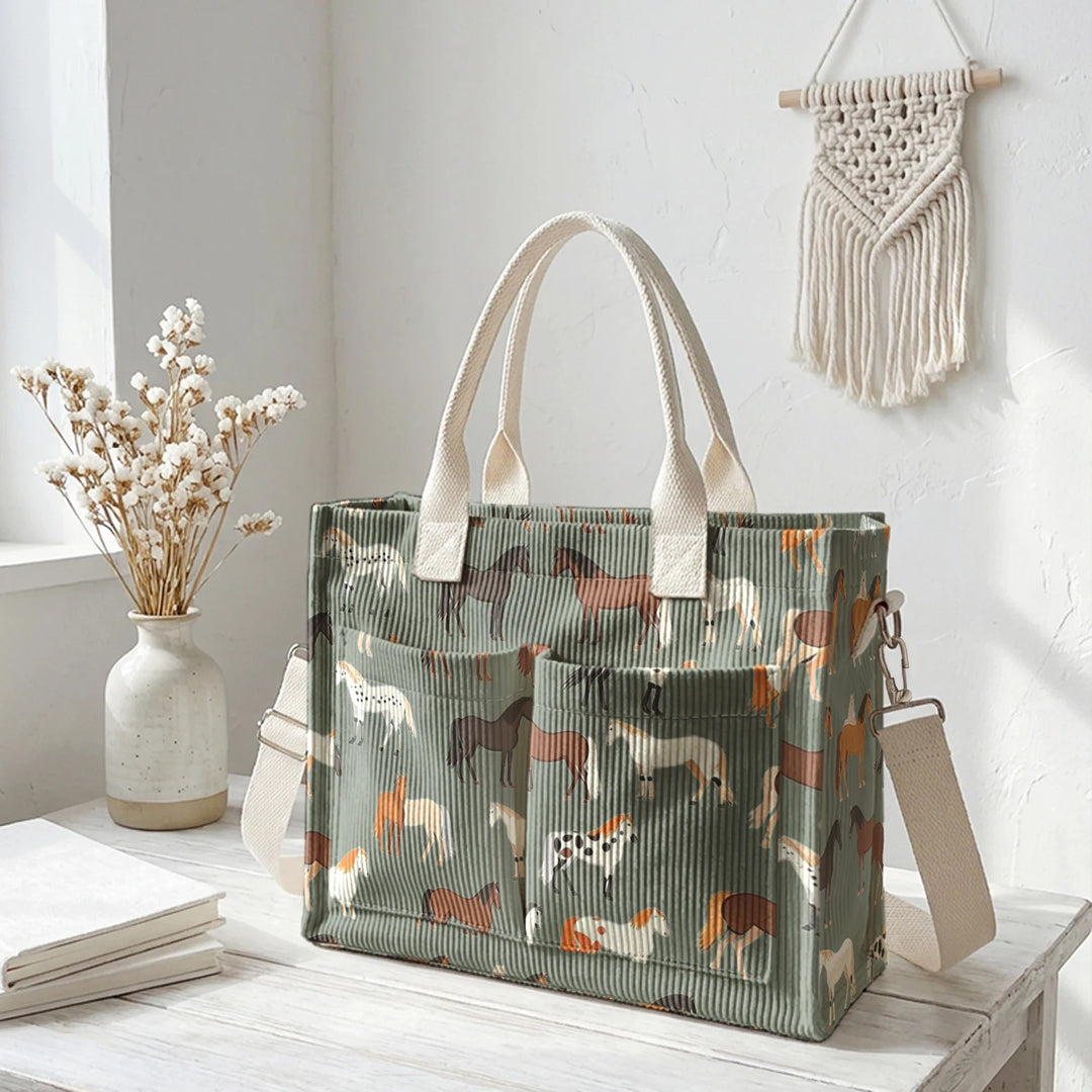 Étoile le Cheval | Sac cabas en velours côtelé