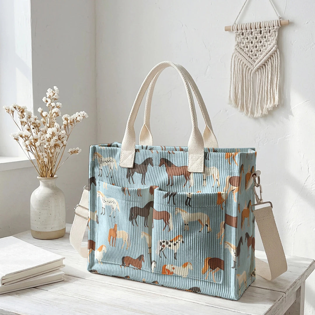 Étoile le Cheval | Sac cabas en velours côtelé