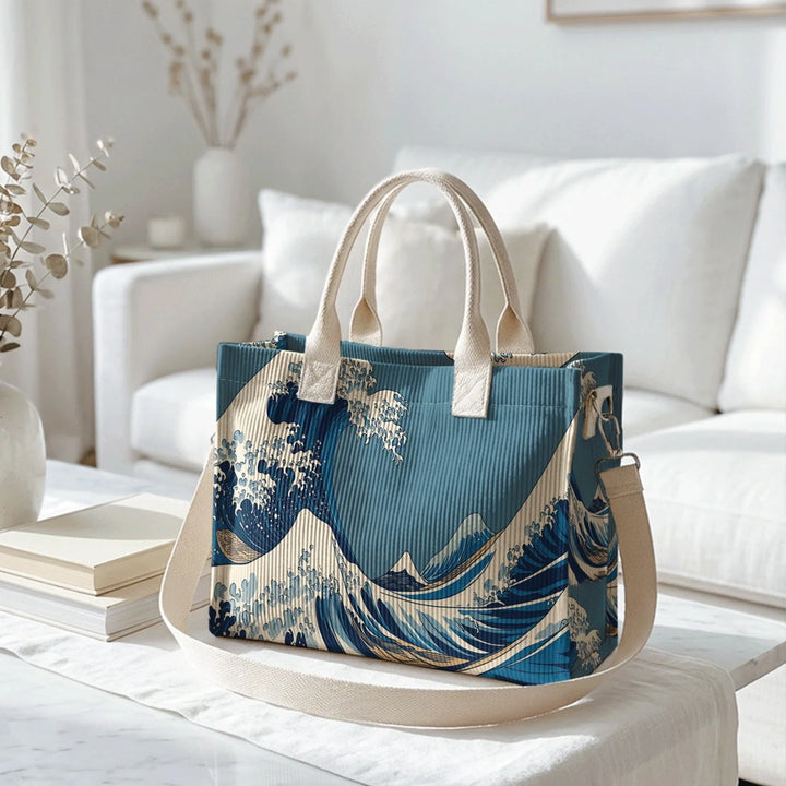 La Grande Vague | Sac cabas en velours côtelé