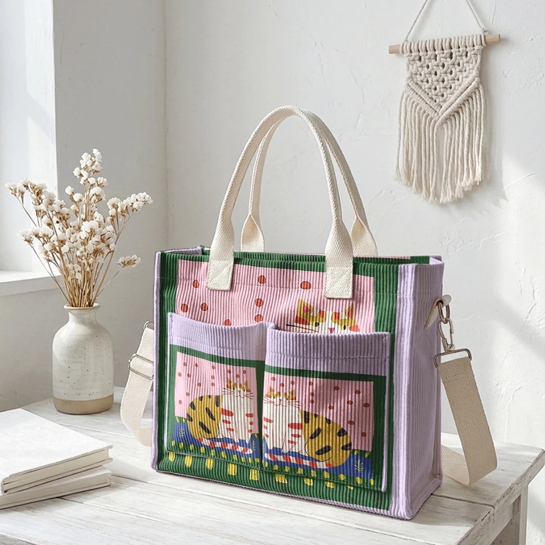 Minou Bohème | Sac cabas en velours côtelé