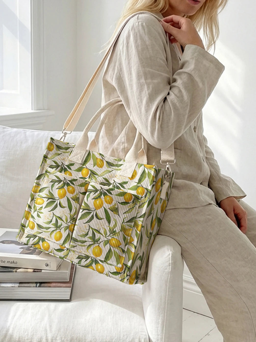 Citron | Sac cabas en velours côtelé