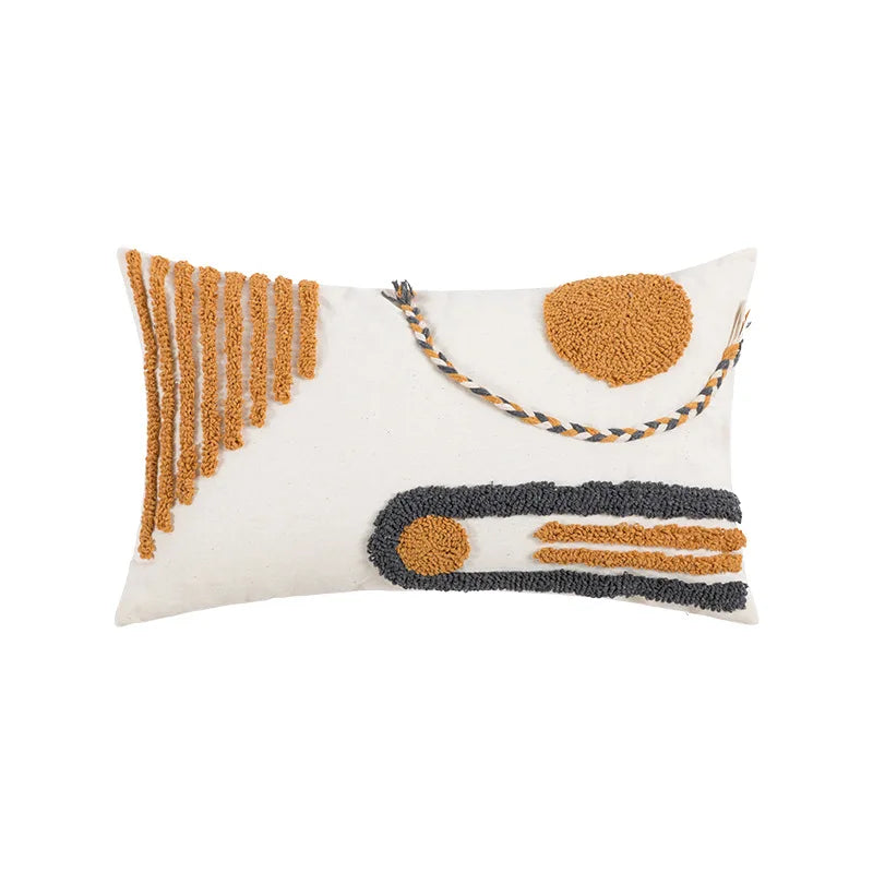 Coussin Bohème Housse de Coussin Géométrie Brodé Pompon Broderie Long Housse de Coussin Salon Canapé Décor Maison Personnalisé