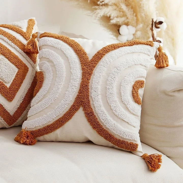 Coussin Bohème Housse de Coussin Géométrie Brodé Pompon Broderie Long Housse de Coussin Salon Canapé Décor Maison Personnalisé
