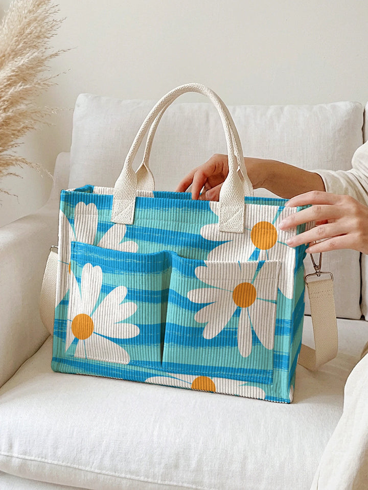 Marguerite Bleue | Sac cabas en velours côtelé