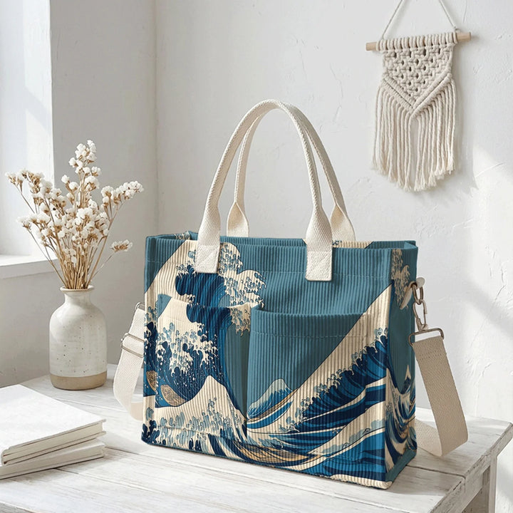 La Grande Vague | Sac cabas en velours côtelé