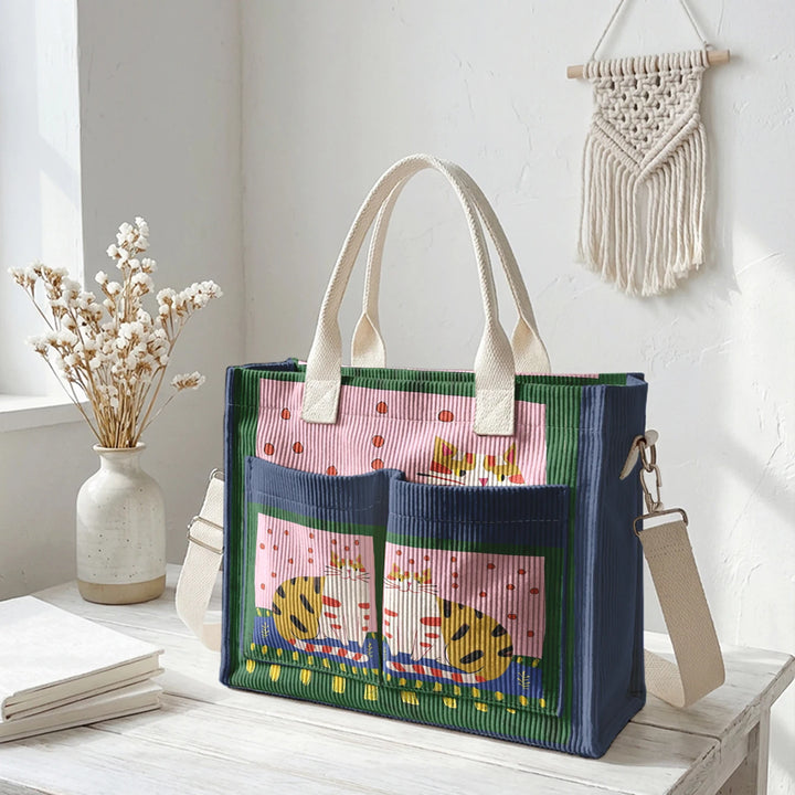 Minou Bohème | Sac cabas en velours côtelé