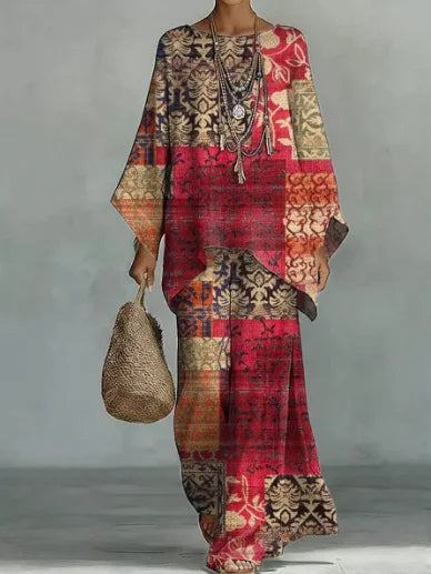 Sylvie | Ensemble rouge à motif patchwork