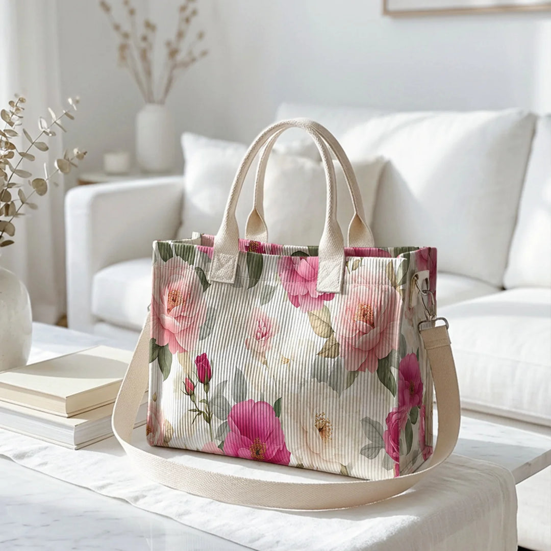 Pivoine | Sac cabas en velours côtelé
