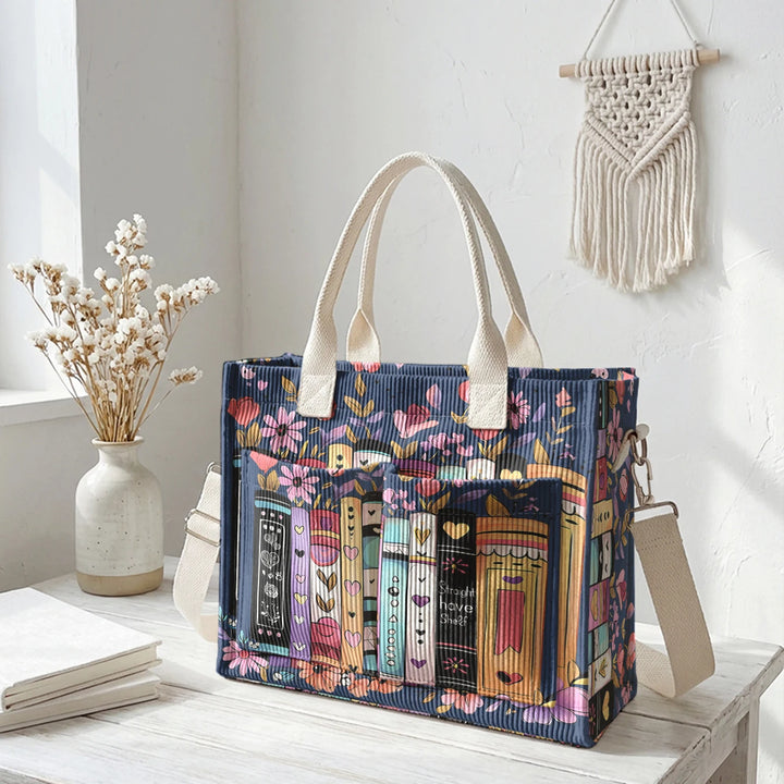 Livres & Fleurs | Sac cabas en velours côtelé