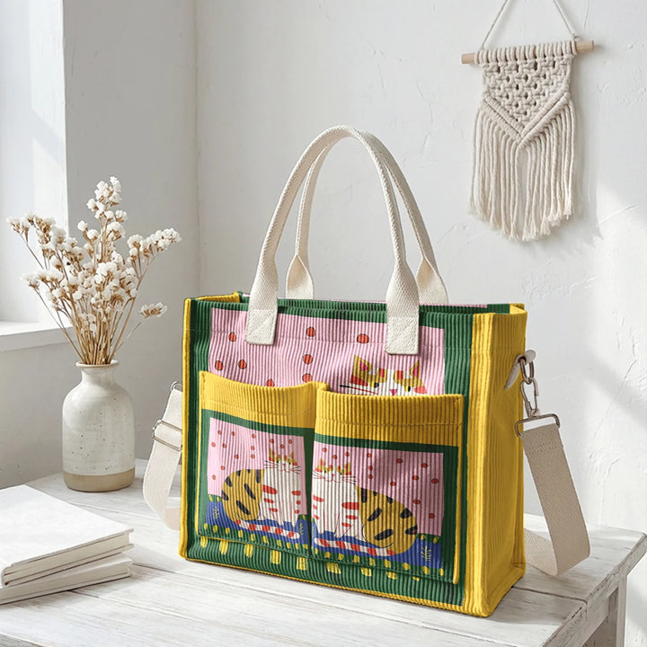 Minou Bohème | Sac cabas en velours côtelé
