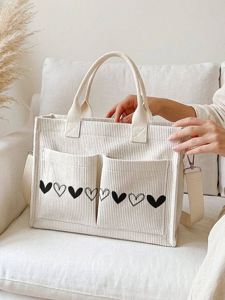 Cœur Noir | Sac cabas en velours côtelé
