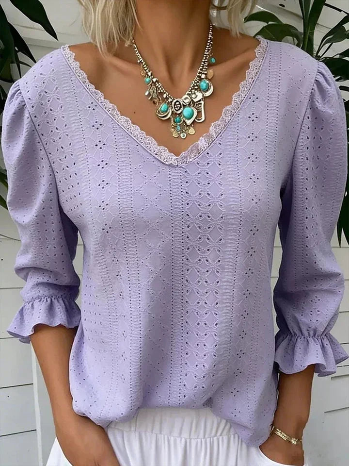 Debbie | Blouse vintage décontractée dentelle fluide