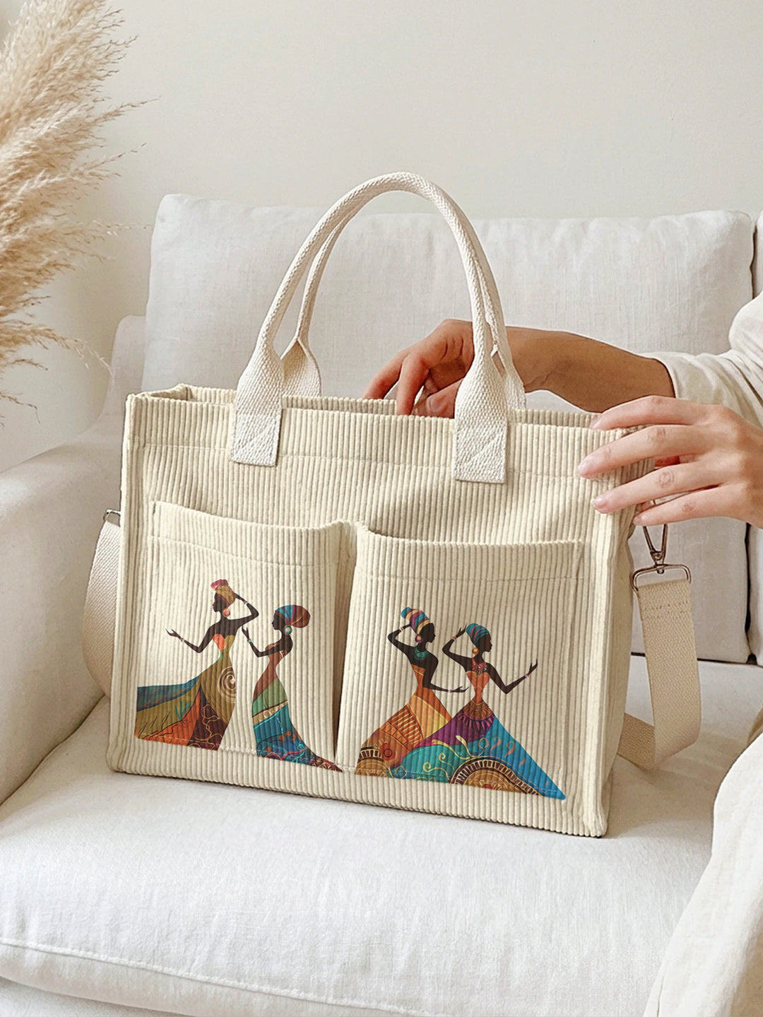 Femmes d’Art | Sac cabas en velours côtelé