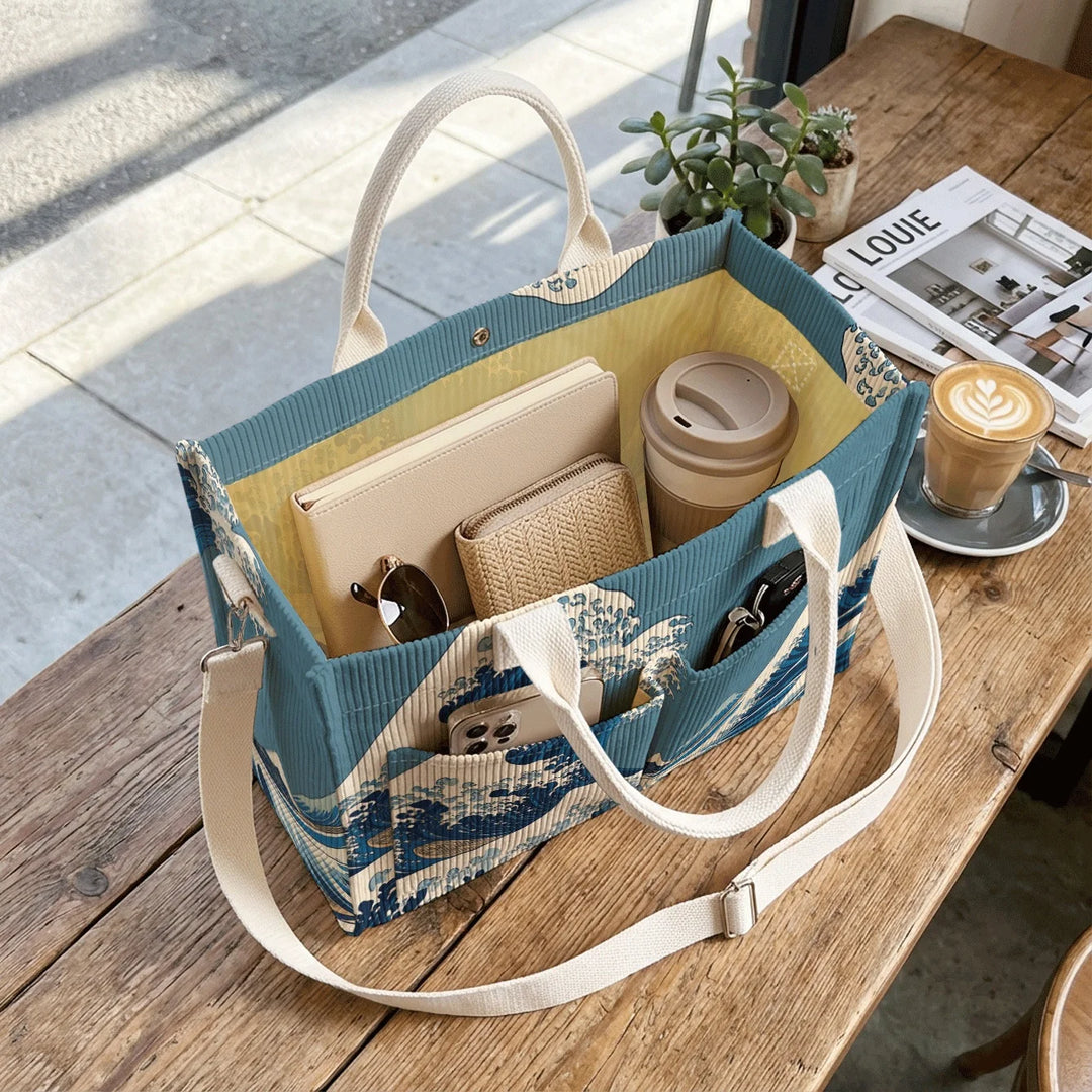 La Grande Vague | Sac cabas en velours côtelé