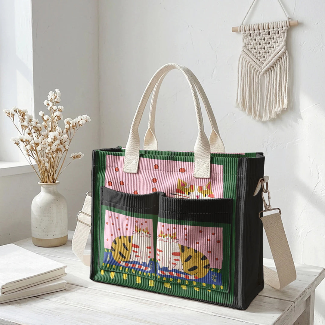 Minou Bohème | Sac cabas en velours côtelé