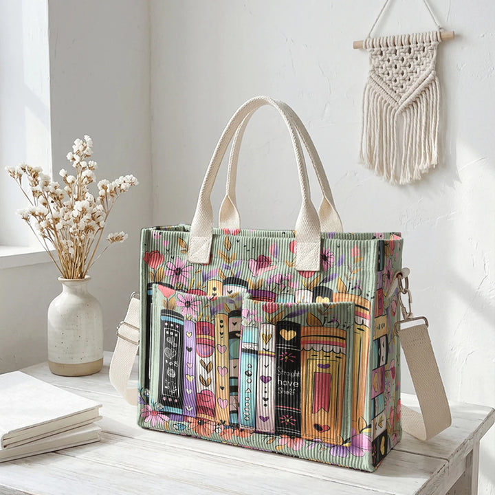 Livres & Fleurs | Sac cabas en velours côtelé