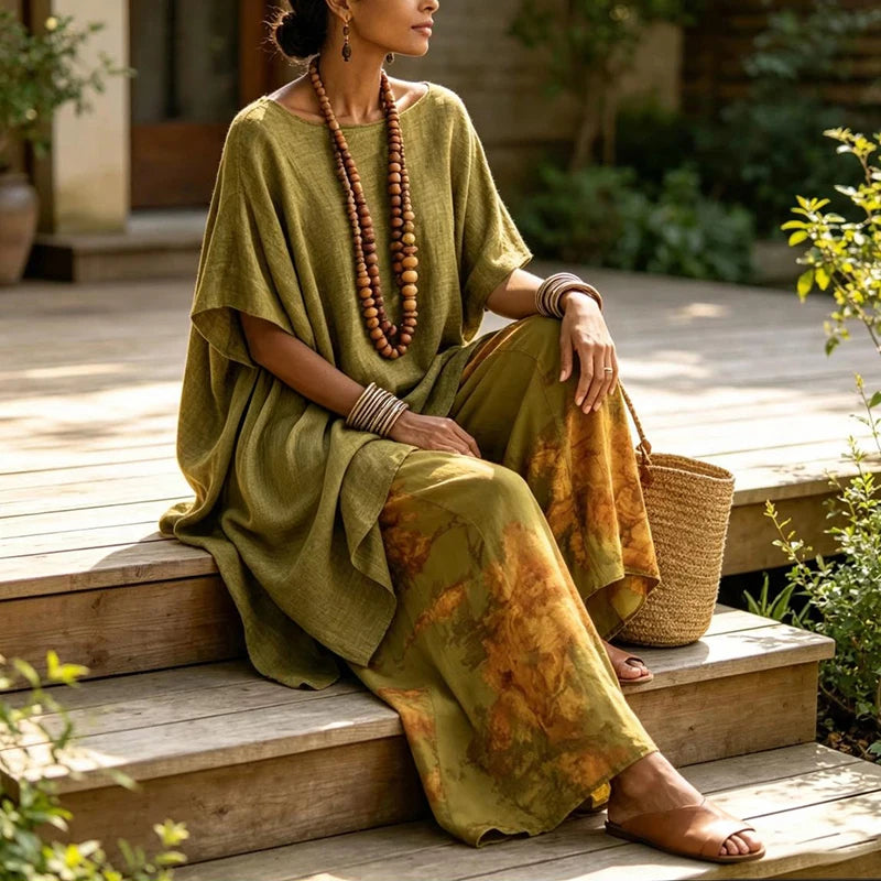 Aranxa | Ensemble à deux pièces Décolleté en O et pantalon jambes