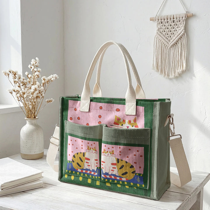 Minou Bohème | Sac cabas en velours côtelé