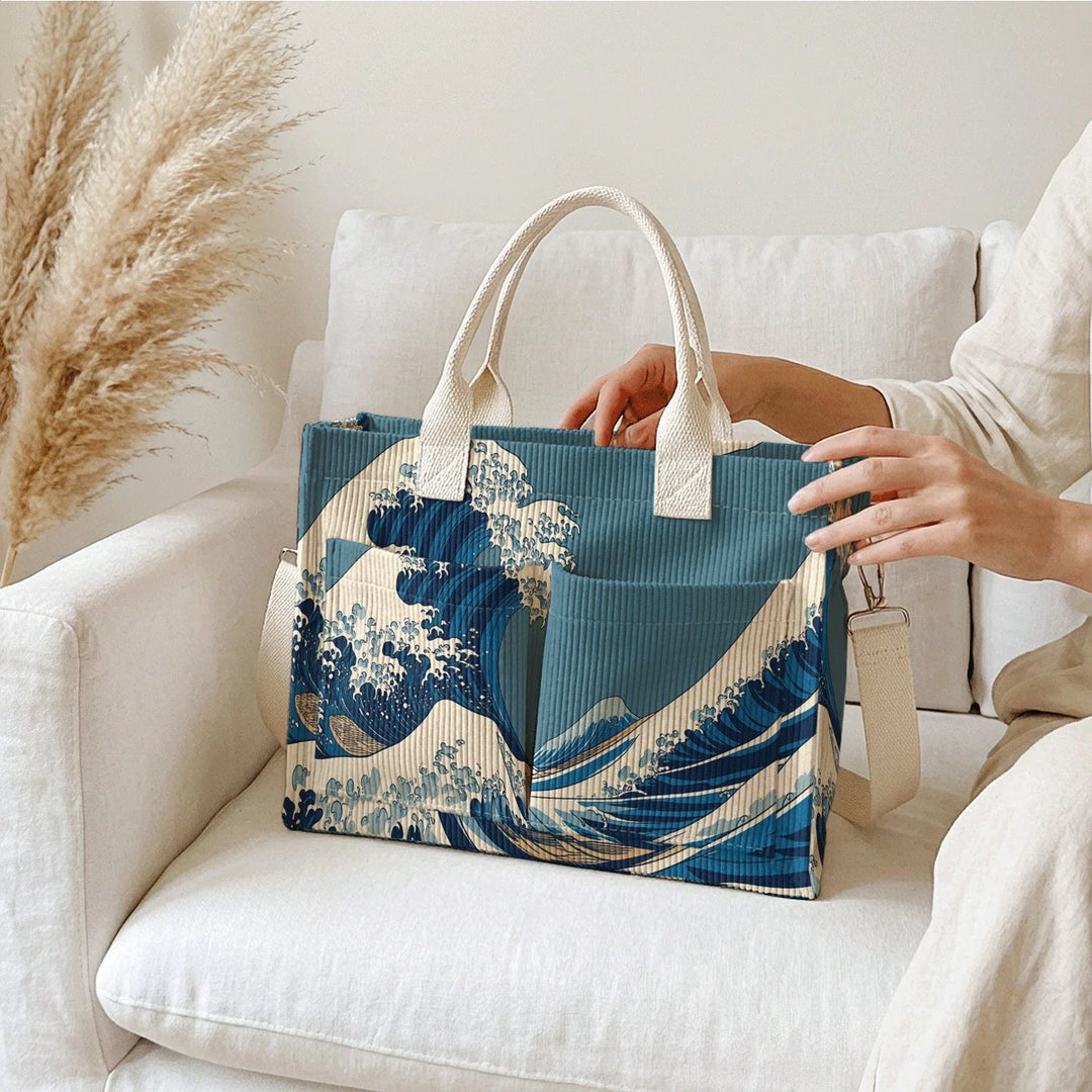 La Grande Vague | Sac cabas en velours côtelé