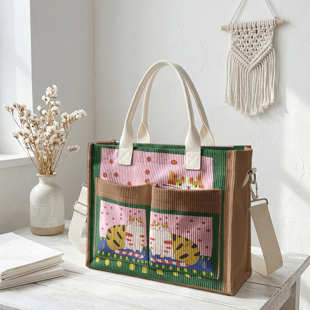 Minou Bohème | Sac cabas en velours côtelé