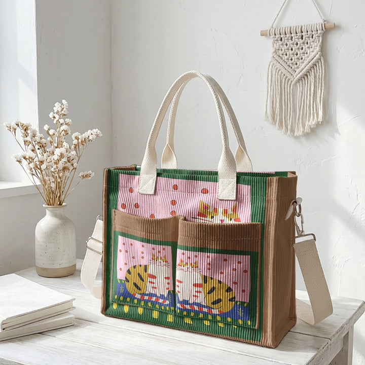 Minou Bohème | Sac cabas en velours côtelé