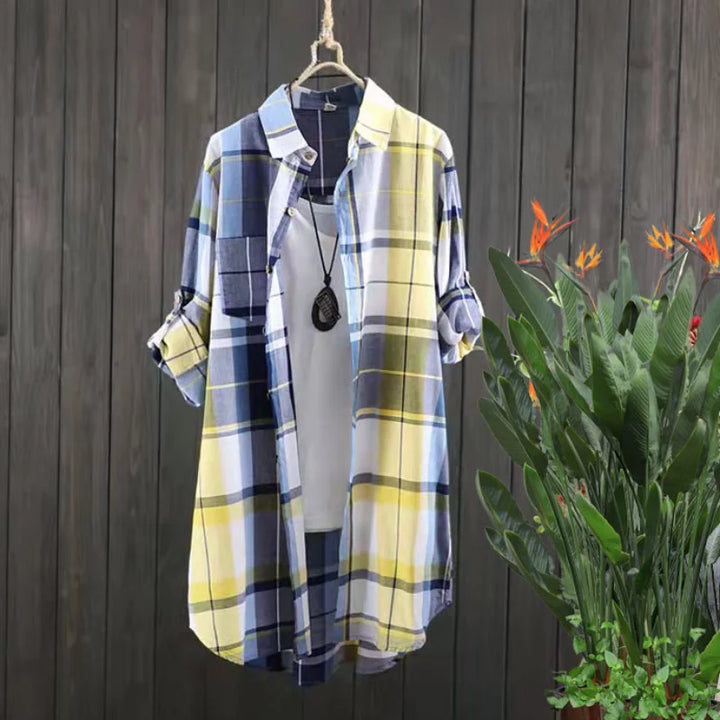 Bobbi jaune et bleu à carreaux – détail