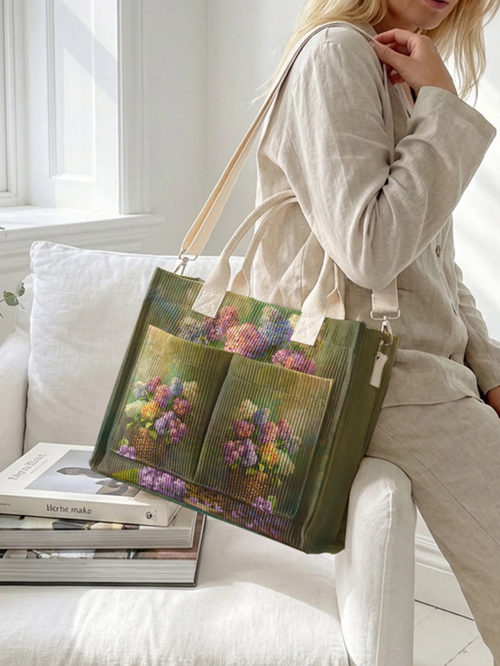 Sac cabas en velours côtelé Hortensia, présentation du modèle