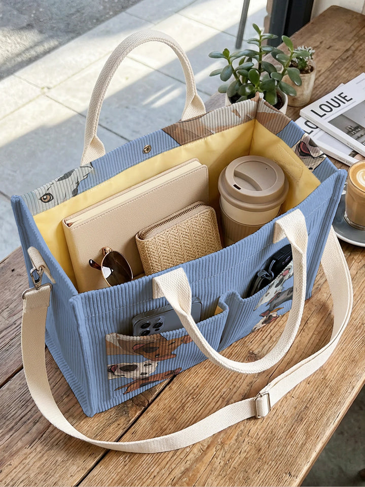 Toutous en Fête | Sac cabas en velours côtelé