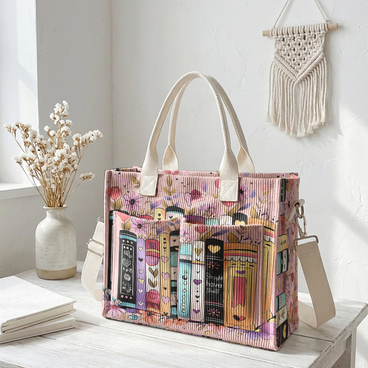 Livres & Fleurs | Sac cabas en velours côtelé