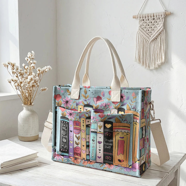 Livres & Fleurs | Sac cabas en velours côtelé