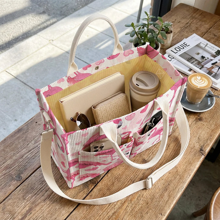 Flamant & Cœur | Sac cabas en velours côtelé