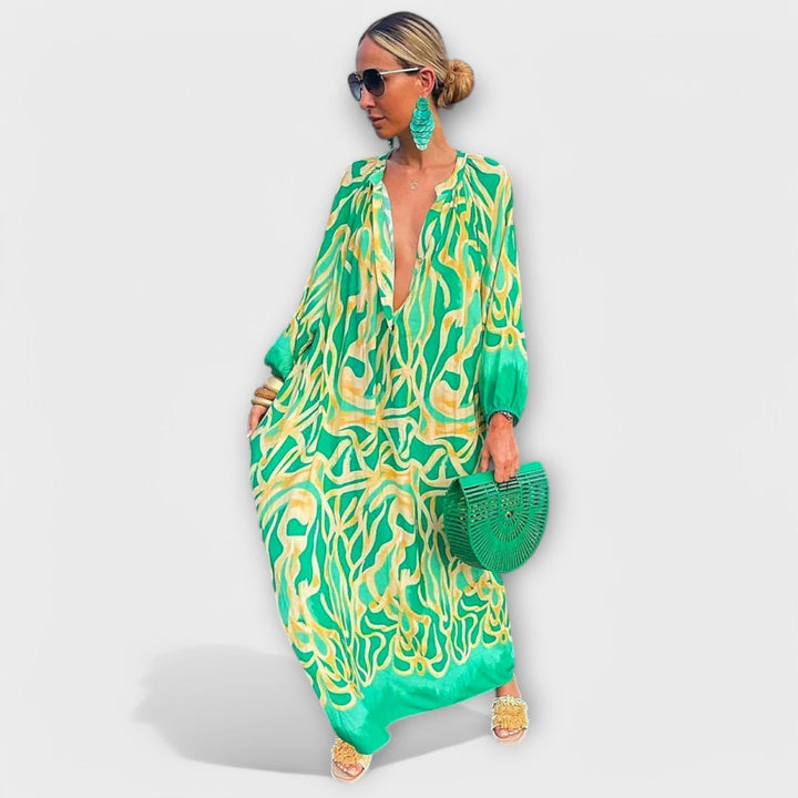 VANESSE | ROBE MAXI À MANCHES LONGUES EN V POUR FEMMES