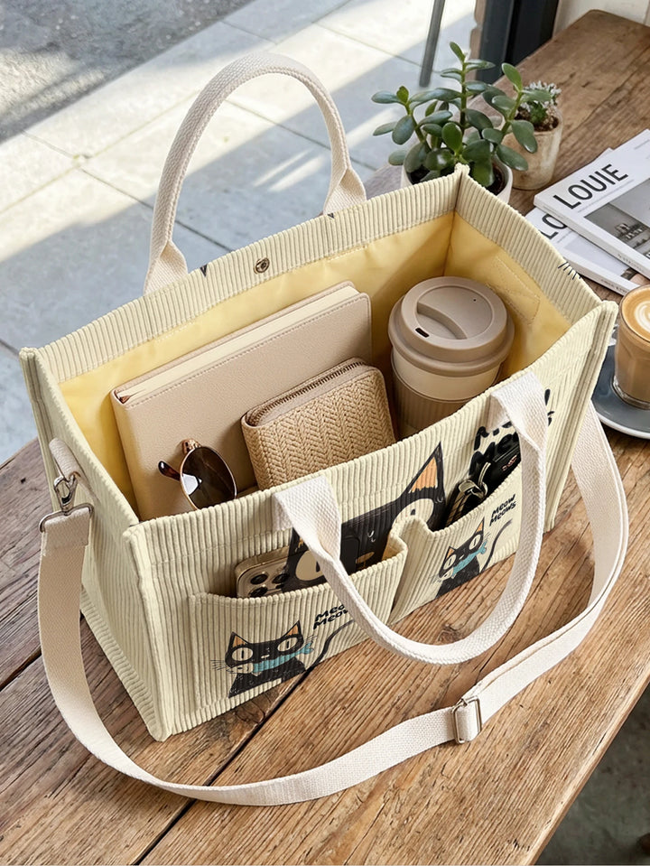 Mimi le Chat Noir | Sac cabas en velours côtelé