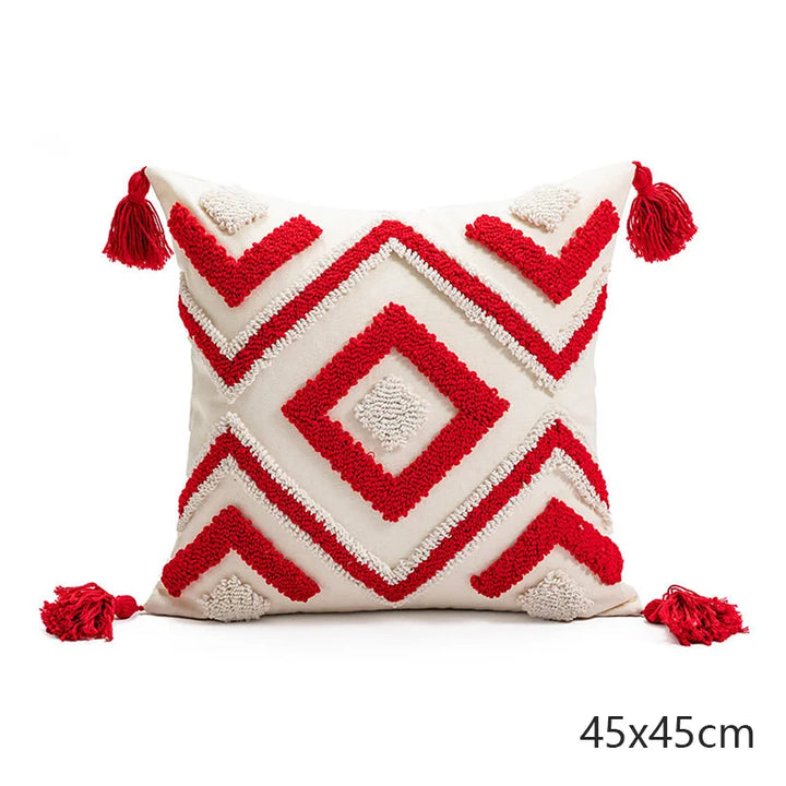 Coussin Bohème Housse de Coussin Géométrie Brodé Pompon Broderie Long Housse de Coussin Salon Canapé Décor Maison Personnalisé