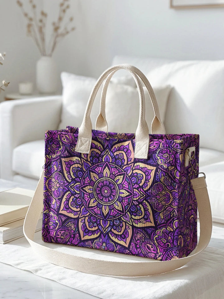 Mandala Violet | Sac cabas en velours côtelé